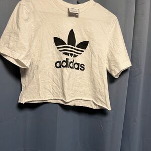 Adidas Classic White Tee with Black Emblem